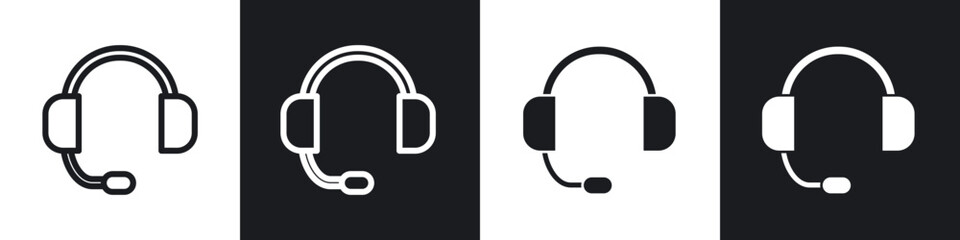 Obraz premium Customer service icons pack in black and white filled and outlined versions.