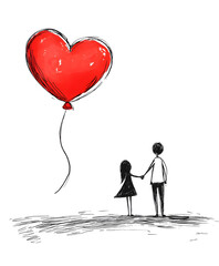Heart Balloon and Couple