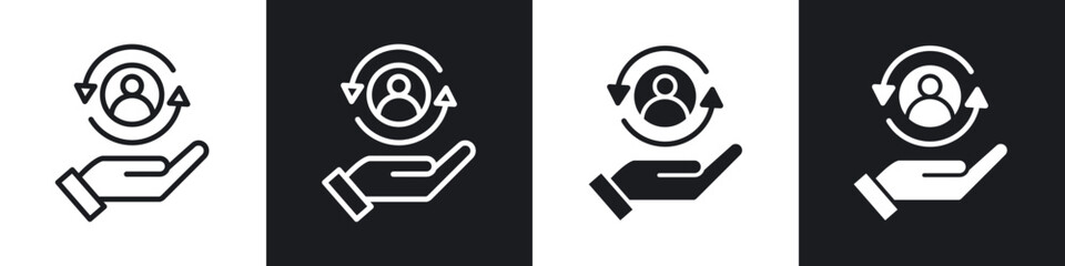 Retention icons pack in black and white filled and outlined versions.