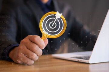 Goal setting, business concept, business success, strategic planning, business growth and target...