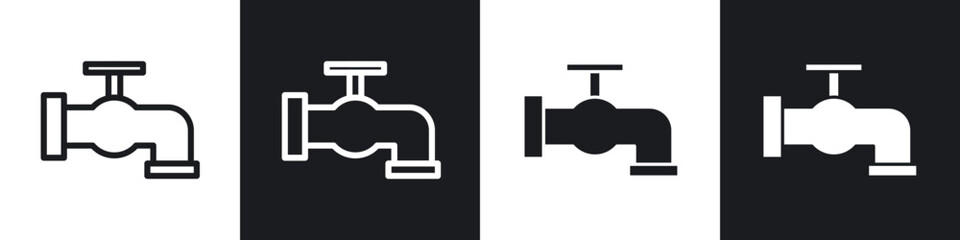 Fototapeta premium Tap icons pack in black and white filled and outlined versions.