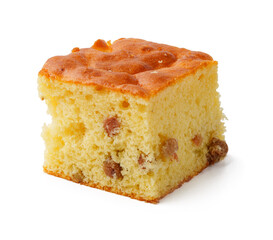 Delicious homemade cake with a soft texture and sweet raisins baked to perfection in a cozy kitchen