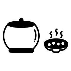 Obraz premium Rice cooker icon, flat design rice cooker vector symbol