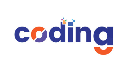 coding text or word logo vector