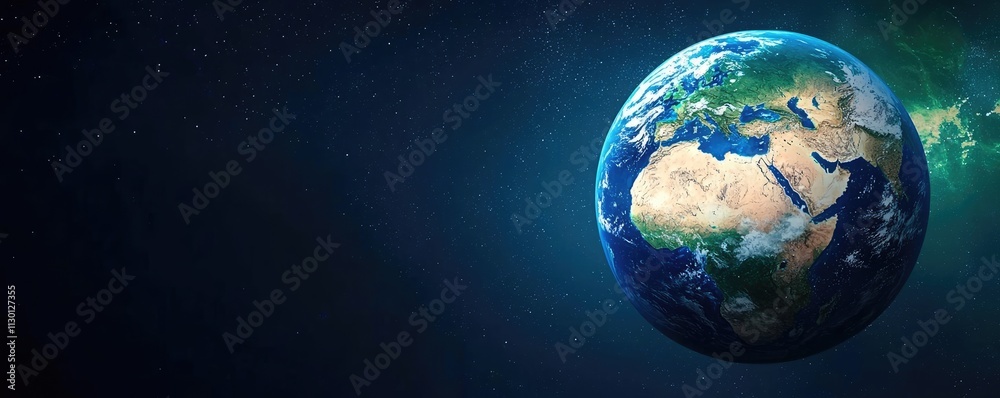 Poster map atlas idea. stunning view of earth from space showcasing its vibrant landscapes and atmosphere.
