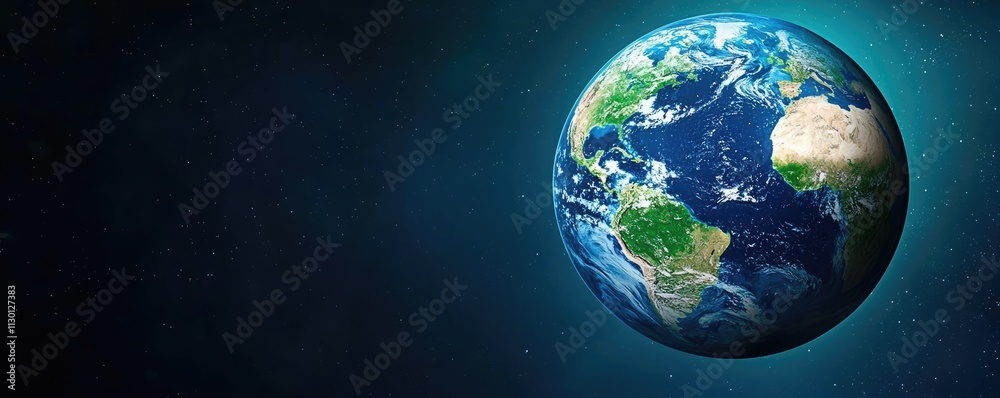 Poster map atlas idea. a stunning view of earth from space, showcasing vibrant colors and a serene backgrou