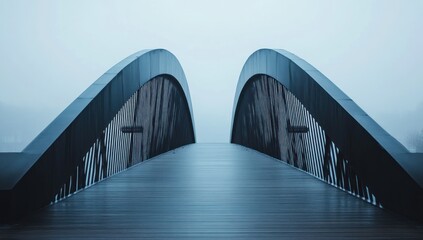 Fototapeta premium Modern Bridge Reaching Through Fog
