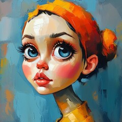 Artistic Abstract Face with Oversized and Expressive Eyes