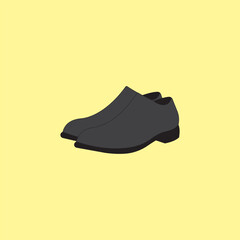 Men's leather shoes vector illustration isolated on yellow background. Formal footwear