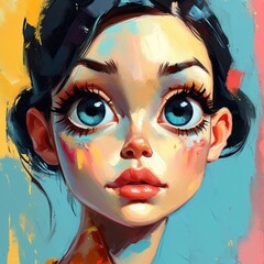 Dreamlike Abstract Portrait with Artistic Big Eyes