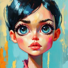 Modern Abstract Illustration of a Head with Oversized Eyes