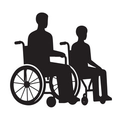 Fototapeta premium Handicapped and wheelchair person Silhouette vector illustration