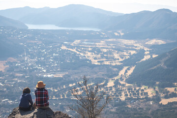 Kintoki mountain in Hakone, Kanagawa, Japan. famous place for trekking and hiking. beutiful Fuji...