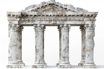 Obraz premium Ancient Greek Marble Ruins Architectural Structure: Detailed 3D Render of a Classical Temple Fragment