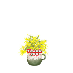 Watercolor Cup flower house plant