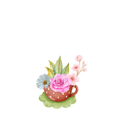 Watercolor Cup flower house plant