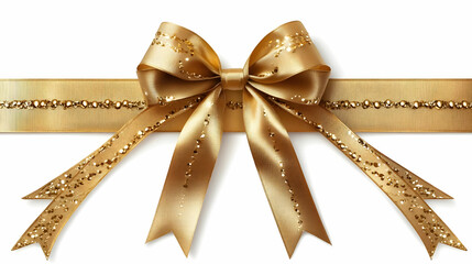 Golden Gift Bow: Elegant Ribbon Design with Glitter