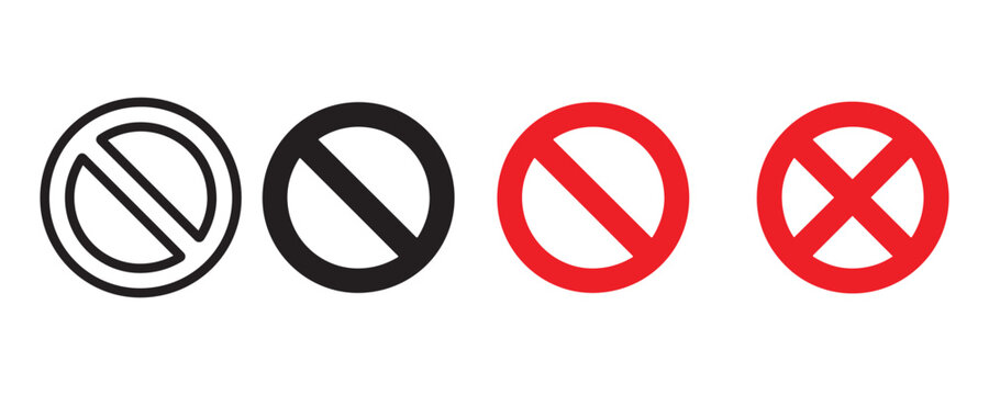 Prohibitory Signs in Black, Monochrome, and Red
