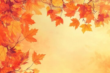 Fototapeta premium Golden Autumn Leaves Border - A Beautiful Fall Background