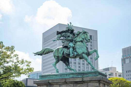 Statue of Kusunoki Masashige near Imperial palace in Chiyoda city, Tokyo, Japan.