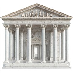 Obraz premium An ancient Greek palace, classical architecture, marble textures, photorealistic rendering, isolated on white background 
