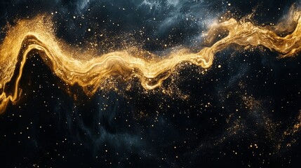 Abstract Gold and Black Liquid Artwork Digital Creation Contemporary Vibrant Minimalist Concept