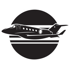 private jet Silhouette vector illustration