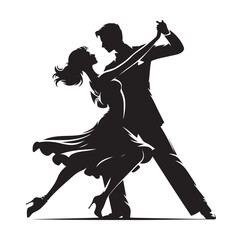 couple dancing ballroom dance Silhouette vector illustration