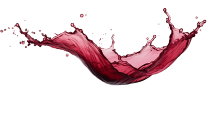 Red liquid splash, Drop of red paint falling in water on transparent background.