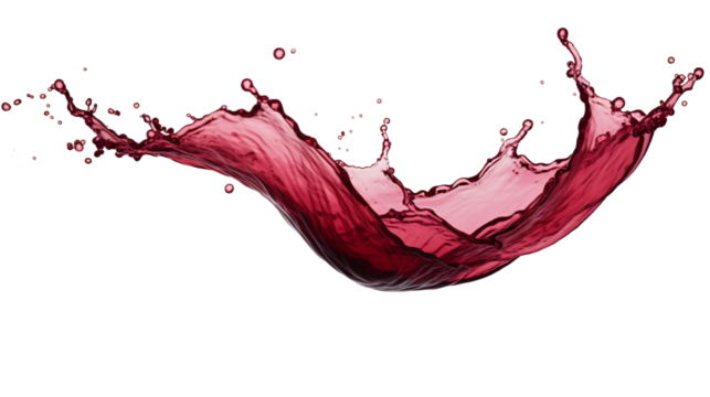 Red liquid splash, Drop of red paint falling in water on transparent background.