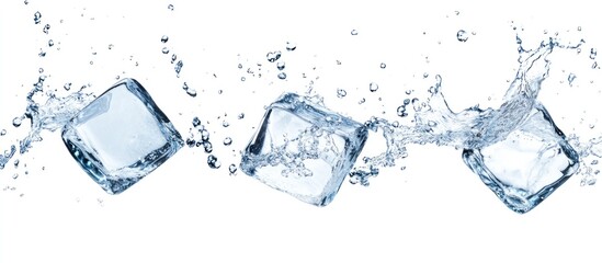 Ice Cubes Splashing in Water