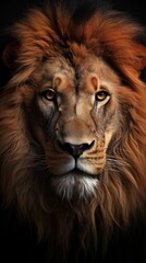Fototapeta premium close shot of lion head background, wallpaper for mobile, 9:16 ratio. Generative ai.