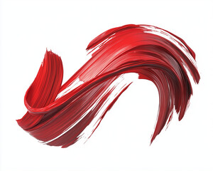 Red Oil Paint Brush Strokes on a White Background, Isolated for a Clean, Bold Effect. 3D,...