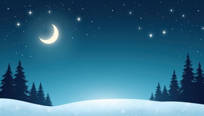 Fototapeta premium christmas and winter night scene with moonlight and snow