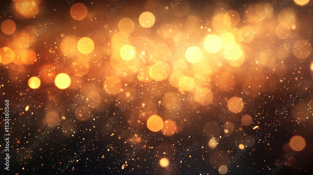 Wall mural bokeh effect with blurred golden lights creating an artistic background for creative design or festi