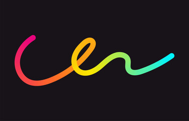 Neon Color Gradient squiggle lines. Scribble stripe with wavy elements. Abstract organic dynamic colorful Shapes on dark background.