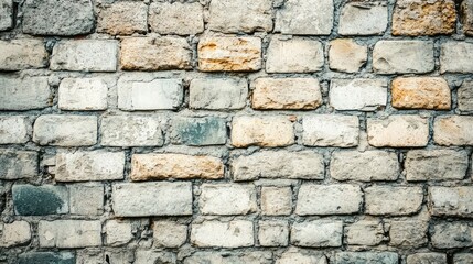 Obraz premium Textured aged brick wall background for design and architectural projects showcasing rustic charm and historical aesthetic