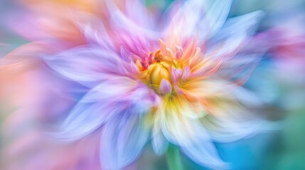 Obraz premium Soft focus pastel flower with vibrant colors ideal for creating a dreamy background or enhancing visual content with a tranquil atmosphere