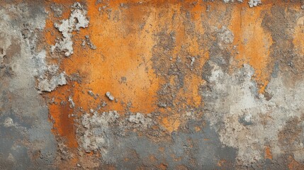 Fototapeta premium Rough textured wall background with orange and gray cement pattern for industrial or abstract design projects