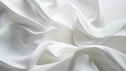Obraz premium Elegant White Satin Fabric with Soft Wavy Folds and Creases for Background Textures and Textile Design Concepts