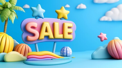 Exciting colorful sale announcement playful environment digital art bright background promotional concept fun vibe