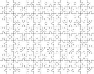 Illustration of big white puzzle, separate parts	