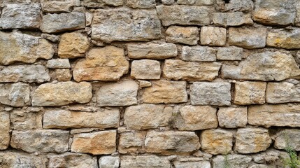 Fototapeta premium Aged stone wall texture ideal for backgrounds in rustic and vintage designs