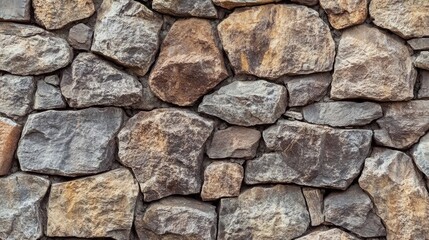 Textured background of aged stone wall showcasing natural rocky forms and earth tones for architectural and design themes.