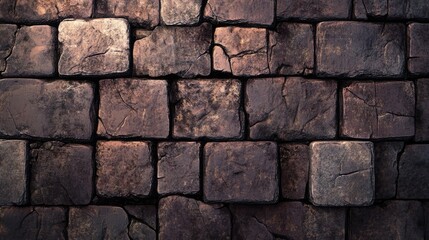 Obraz premium Textured aged stone wall with weathered bricks creating a rustic background perfect for architectural or vintage themed designs.