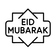  eid mubarak text icon, eid al fitr line art, eid icon - simple black line art icon of eid mubarak text, symbolizing Eid Al Fitr celebrations eid vector art 