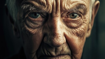 Portrait of an elderly man capturing the essence of aging with deep wrinkles and expressive eyes showcasing a lifetime of experiences