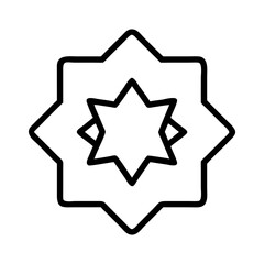 Obraz premium islamic star motif icon, eid al fitr line art, eid icon - simple black line art icon of islamic star motif, symbolizing Eid Al Fitr celebrations eid vector art 