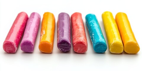 Tasty chewing gum sticks displayed in isolation on a white background, showcasing the vibrant colors and appealing textures of these delicious chewing gum options for all gum lovers.
