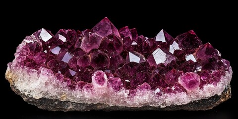 Obraz premium Dark red amethyst cluster creates a stunning backdrop, showcasing the rich hues and unique texture of the dark red amethyst cluster, perfect for adding elegance to various designs.